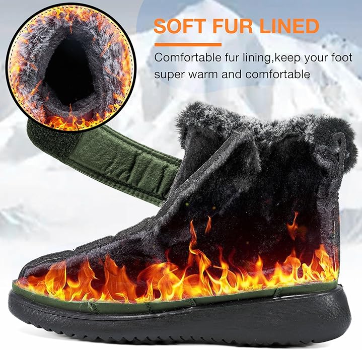 Women Snow Boots Winter Shoes with Fur Lined Warm Slip On Boots for Women Waterproof Booties Comfortable Outdoor Anti Slip Shoes