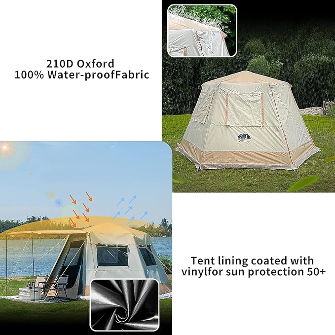3-5 Person Waterproof Camping Tent,Large Family Cabin Tents for Outdoor Camping Hiking Backpacking Picnic