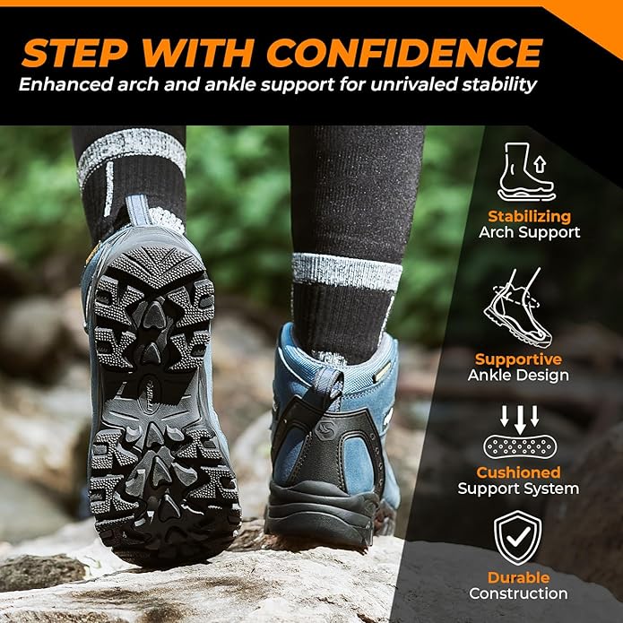 Foxelli Women’s Hiking Boots - Waterproof Lightweight & Breathable Suede Leather