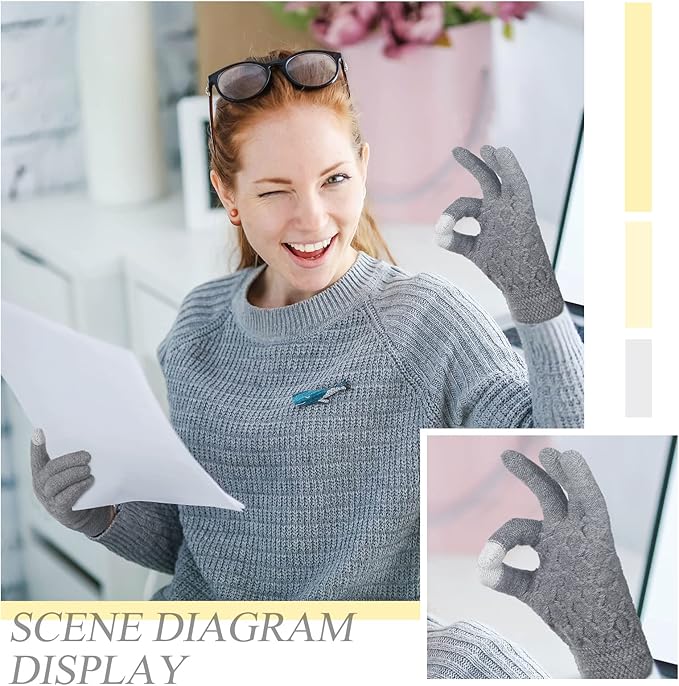 Bencailor 2 Pairs Usb Winter Heated Gloves Mitten Hand Washable Knitting Touchscreen Laptop Gloves