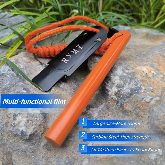 RXMY Fire Starter Survival Tool 5 Inch,Ferro Rod Flint Fire Starter,A Kit for Wilderness Survival.5(Long) x 1/2"(Diameter)