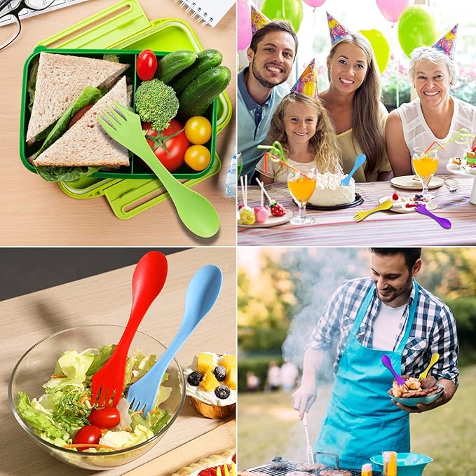 180Pcs Plastic Sporks Tritan Sporks 3 in 1 Travel Fork for Camping, Travel, Home, Restaurant (7 Inch)
