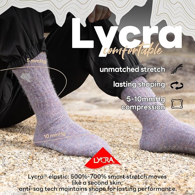 Alpaca Socks for Men and Women, Heavyweight Thermal Thick Warm Alpaca Wool Boot Sock for Hunting, Hiking, Moisture Wicking
