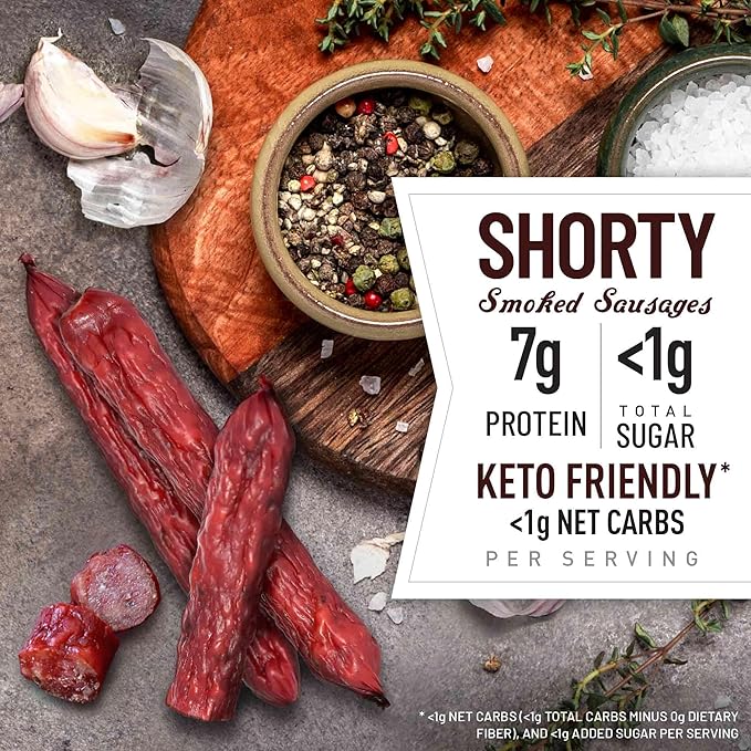 Duke's Pork Original Smoked Shorty Sausages, 7g Protein Per Serving, 4 oz. (Pack of 8)