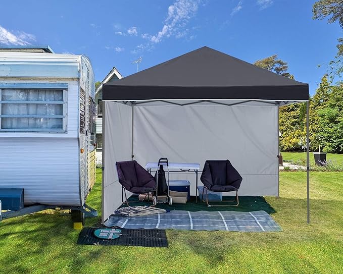 ABCCANOPY Easy Pop up Canopy Tent with 2 Sidewalls for Outdoor Sun Blocking or Rain Protection,10x10, Black