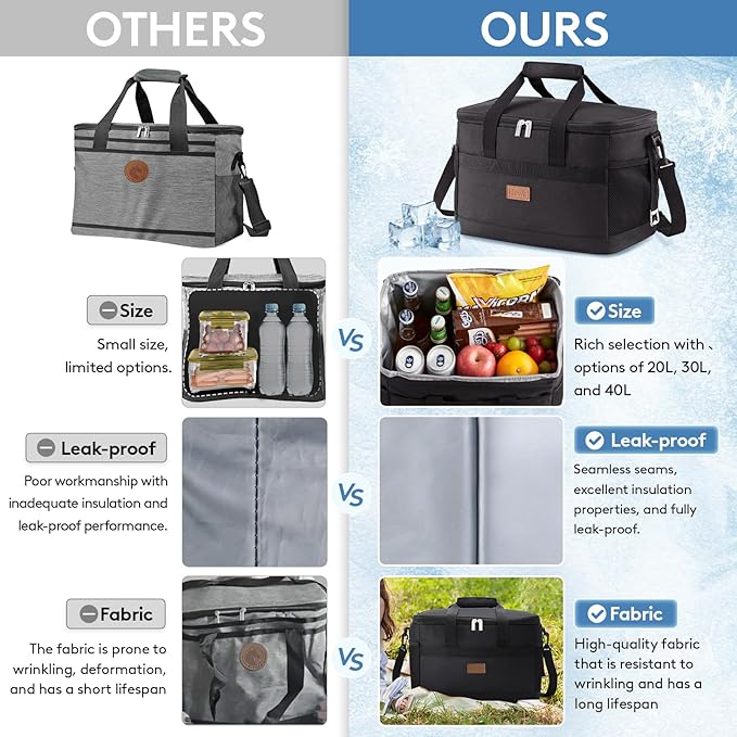 Lifewit Cooler Bag 30/50/60 Cans Collapsible and Insulated Large Lunch Bag Leakproof Soft Cooler Portable Tote for Camping/BBQ/Family Outdoor Activities