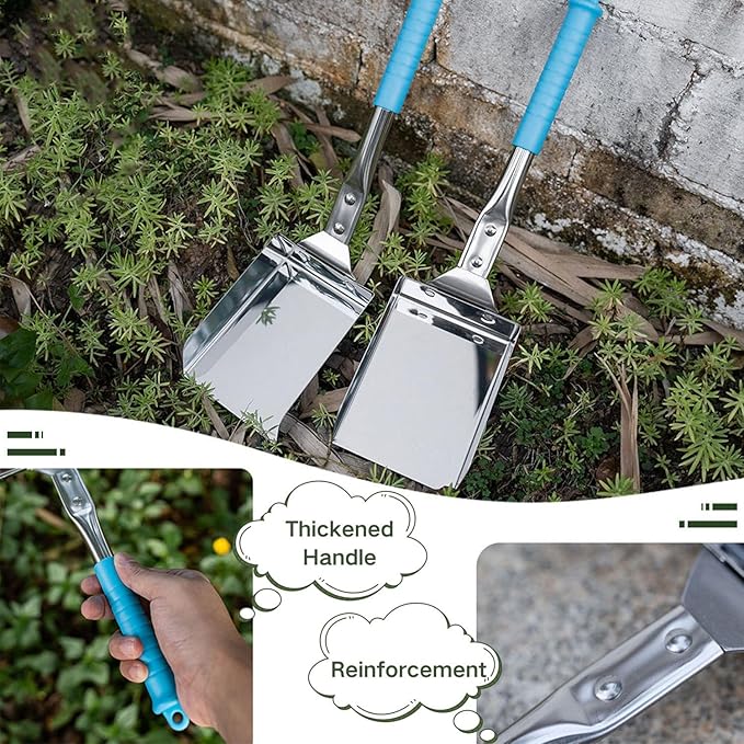 SoloWilder Ash Shovel for Fire Pit & Fireplace - Gardening Tool, Charcoal Scoop - 14.6" Blue