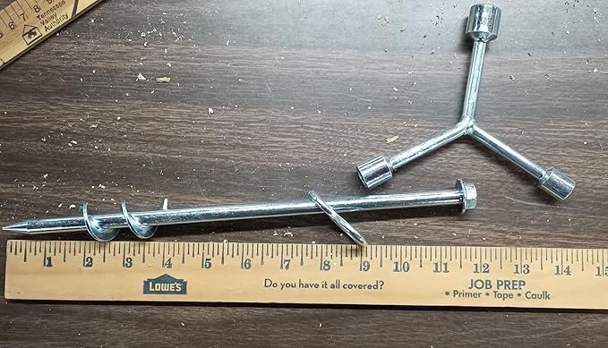 Ground Anchors Screw in 6 Pack-12 Inch Heavy Duty Galvanized Hex Head Tent Stakes Kit for Swing and Trampoline Set High Wind Solid Metal Dog Tie Out Stake