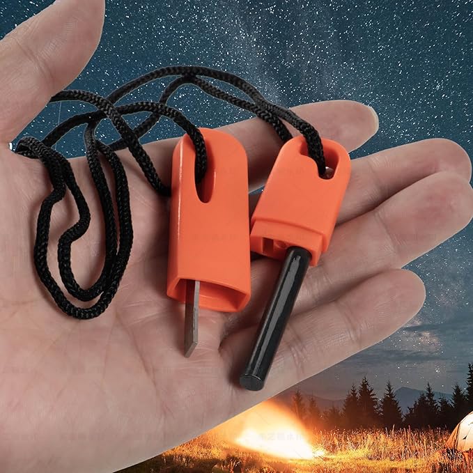 Fire Starter Kit – Lightweight Waterproof Magnesium Ferro Rod with Tinder for Camping, Hiking, Survival – Gift for Men