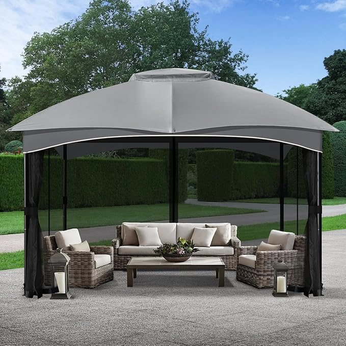 COWVIE Gazebo Replacement Netting Screen, 10' x 13' Universal Gazebo 4-Panel Mosquito Sidewalls with Double Zippers for Outdoor Patio (Only Netting)