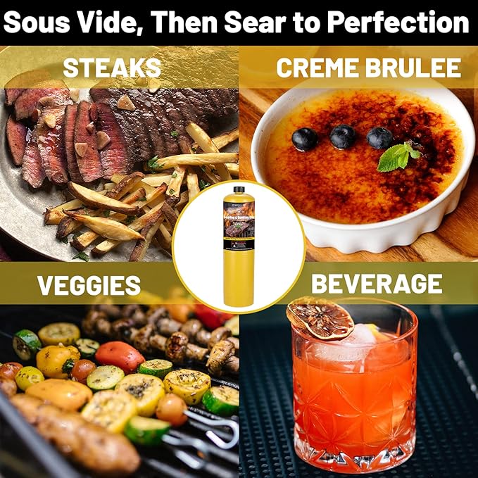 Propane Cooking Torch Head Food Grill Torch Gun Charcoal Wood Grills Lighter Campfire Starter Camp Chef Blow Torch for Cooking Sous Vide Flame Thrower Kitchen Blowtorch BBQ Searing Steak Flamethrower