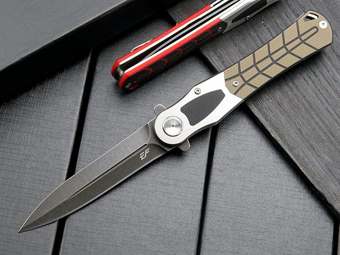 Eafengrow EF970 Folding Knife D2 Steel Blade G10 Handle EDC Tool Knife for Working Camping Hiking(Desert)