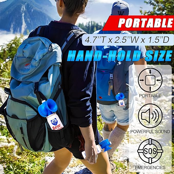 1.4oz Bear Horn for Self Defense, 123dB Loud Mini Air Horn, Audible Up to 1/2 Mile, Safety Air Horn for Hiking,Camping and Outdoor Protection(1.2.4)