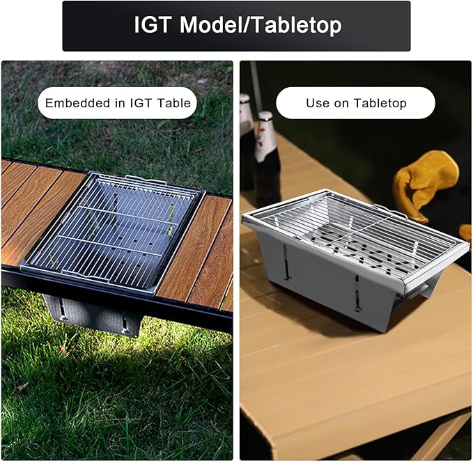 IGT Camping Grill, Portable Charcoal Grill, Outdoor Camping Stove with Carrying Bag, Folding BBQ Grill