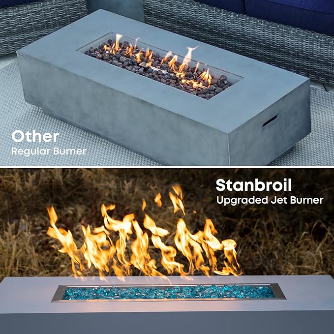 Stanbroil 36" x 6" Drop-in Fire Pit Pan with Jet Burner, Upgraded Stainless Steel Fire Table Pan for Higher Flame, 65k BTU Max, Linear