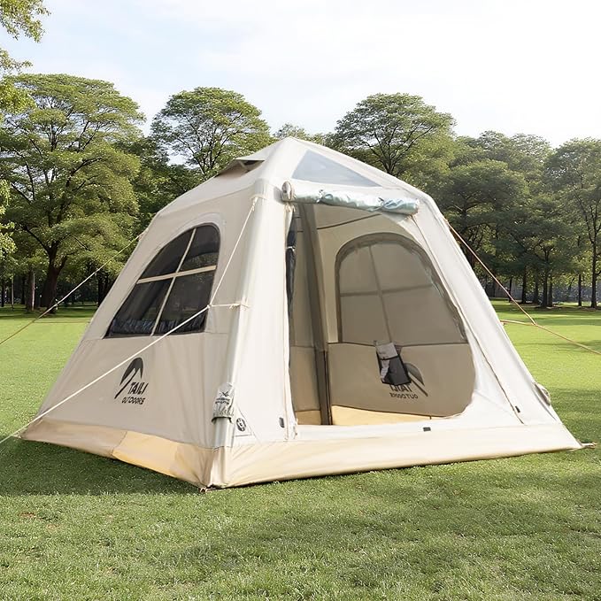 TAILI Inflatable Blow Up Tent for Camping with Hand Pump for 2/3/4/6 Person, Easy Setup Outdoor Inflatable Oxford Waterproof Air Tent House for Family Camping Adult