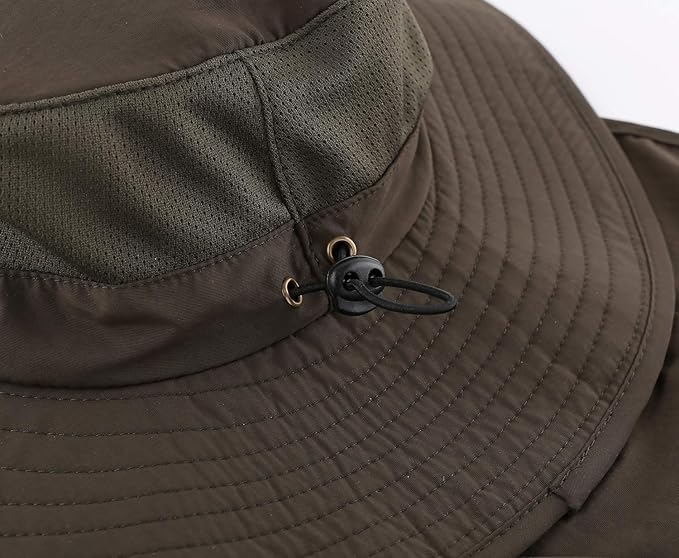 Home Prefer Outdoor UPF50+ Mesh Sun Hat Wide Brim Fishing Hat with Neck Flap Sun Hat for Men Women