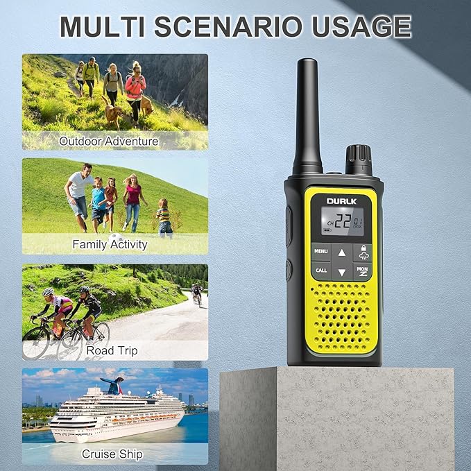 Rechargeable Walkie Talkies Long Range, 4 Pack Walkie Talkies for Adults NOAA Weather Alert, 2 Way Radio 22 FRS Channel with 1800mAh Li-ion Battery Charger USB-C Cable VOX for Hiking Cruises Camping