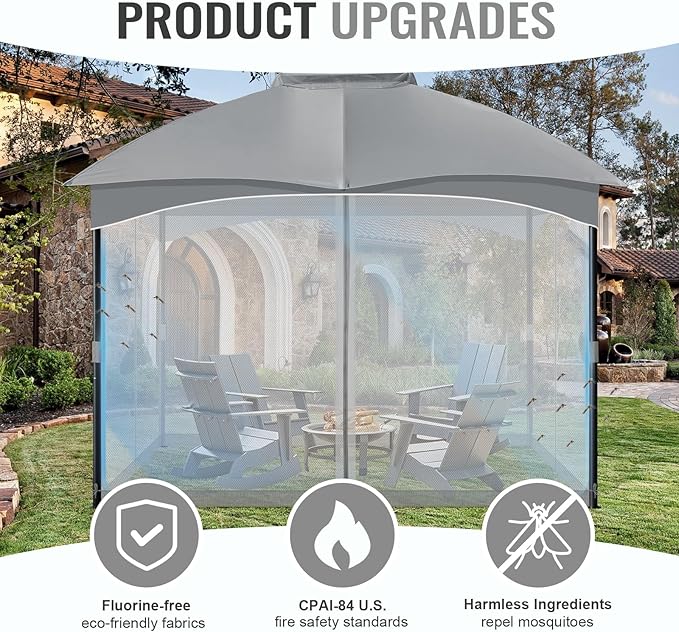 COWVIE Gazebo Replacement Netting Screen, 12' x 14' Universal Gazebo 4-Panel Mosquito Sidewalls with Double Zippers for Outdoor Patio (Only Netting)