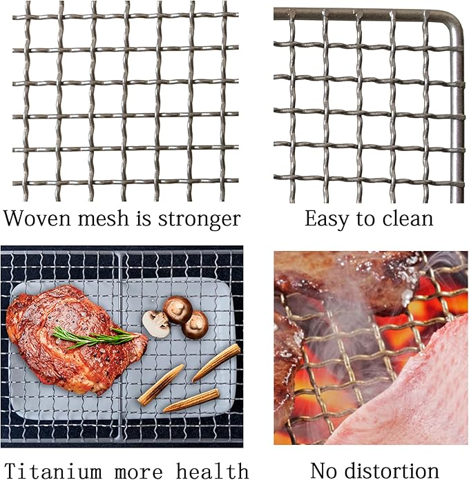 Mini Size Titanium Grill Grate for Backpacking Hiking Outdoor Camping Beach BBQ (Camping Fire Rated) - 7.48"X12.6"