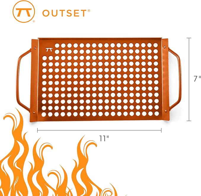 Outset Copper Grill Grid, 7" x 11", Non-Stick Grill Pan