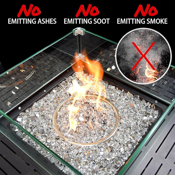 20 Pounds Fire Glass 1/4 Inch High Reflective Tempered Firepit Glass Rocks for Fireplace, Fire Pit Table, Fire Bowl and Landscaping (Crystal Clear)