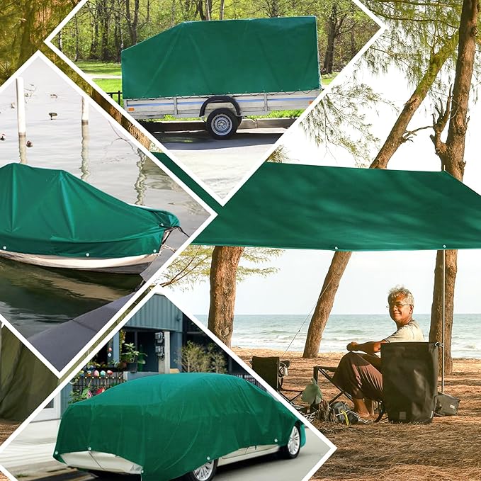 HIRALIY 14 Mil Tarp Waterproof 16x20 Feet, Thick Heavy Duty Tarp with Reinforced Grommets for Firewood, Roof, Camping, Patio, Pool, Boat, Dump Trailer