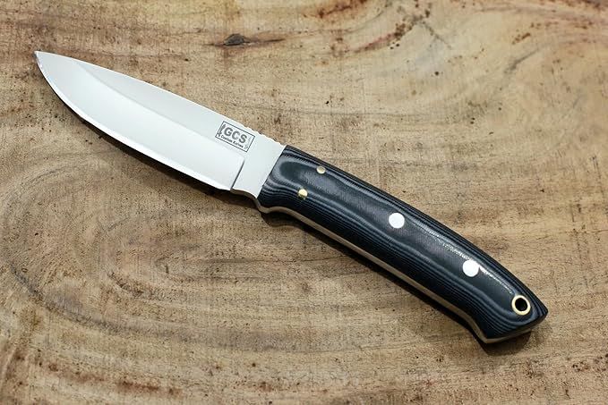 GCS Handmade D2 Steel Hunting Knife with Micarta Handle, Full Tang Blade, and Leather Sheath for Hunting Hunting Camping Survival EDC-GCS 965
