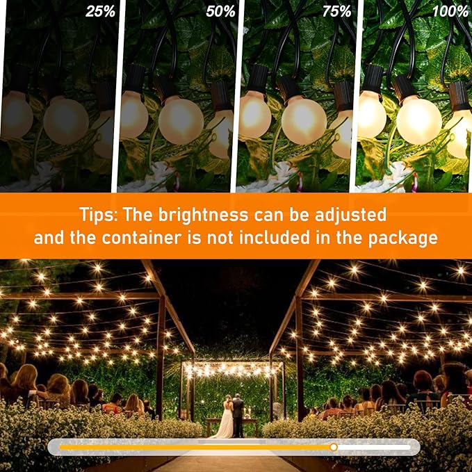 Abeja G40 LED Globe String Lights, 25Ft Outdoor Frosted Patio Lights with 27 Shatterproof Bulbs(2 Spare), Hanging LED String Lights for Outside Backyard Porch Umbrella Bistro Decor, White Wire