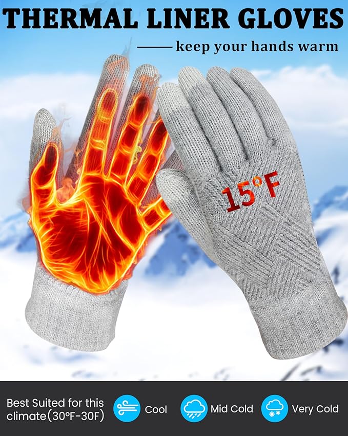 REACH STAR Winter Gloves for Women Touch Screen Elastic Thermal Knit Lining Warm Gloves for Cold Weather