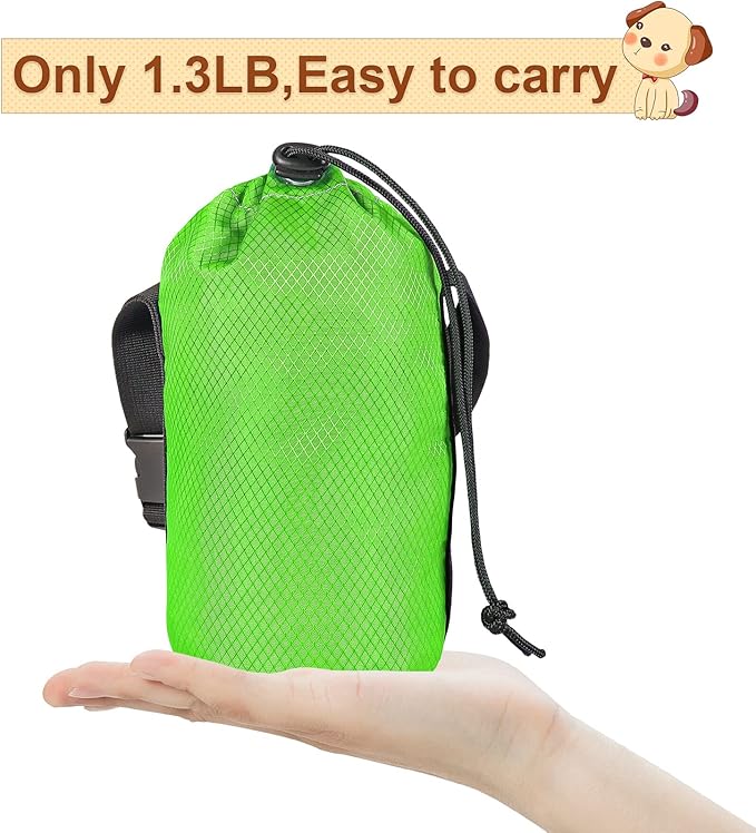 XiaZ Dog Tie Out Cable for Camping, 50FT Portable Overhead Trolley System for Dogs up to 300lbs,Dog Lead for Yard, Camping, Parks, Outdoor Events,5 min Set-up, Green