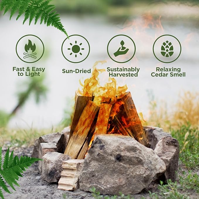 Fatwood & Incense Cedar Kindling Combo: Ideal for Wood Stoves, Fireplaces, Campfires, Bonfires - Eco-Friendly, Long Burning Fire Logs, Weather-Resistant Fire Starter Kit