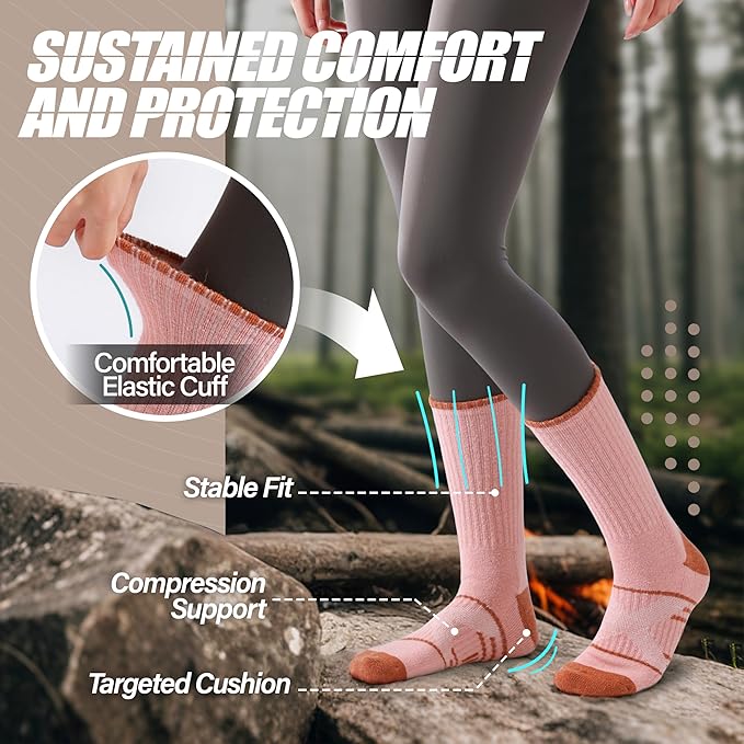 ANTSANG 5 Pairs Merino Wool Hiking Socks for Men & Women Thermal Winter Warm Moisture Wicking Cushion Boot Socks