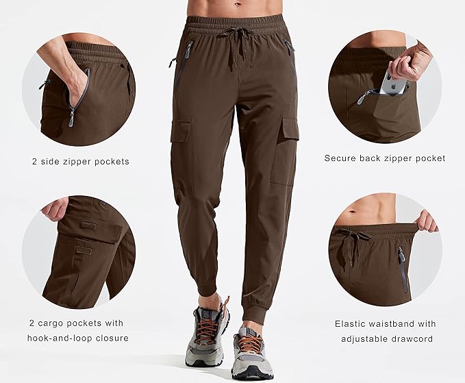 Libin Men's Lightweight Joggers Quick Dry Cargo Hiking Pants Track Running Workout Athletic Travel Casual Outdoor