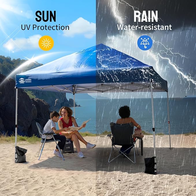 CROWN SHADES 8x8 Canopy Replacement Top - Only Compatible with Crown Shades RS64F Series, Silver Coated with Air Vent, Blue (Top Only)