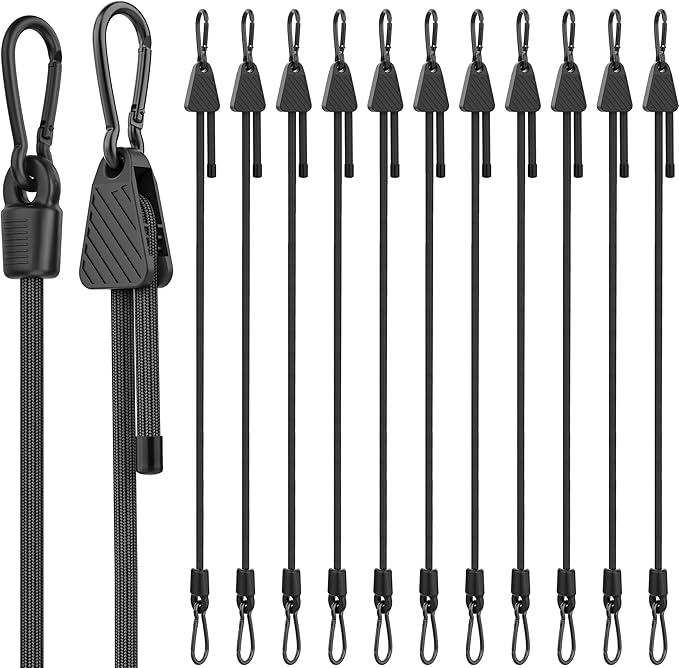 Bungee Cords with Hooks, Upgrade 36 inch Adjustable Bungee Cords with Carabiner Hooks, Easy to Adjust from 7'' to 36'' Elasticity UV-Resistance Bungee Straps Heavy Duty for Bike, Cargo, Tent, 12 Pack