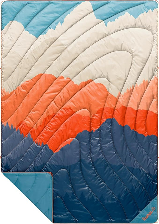 Rumpl Original Puffy Blanket - Warm, Water-Resistant Camping Blanket with 100% Recycled Synthetic Insulation, 52"x75", Original Puffy V2, Teton Glow