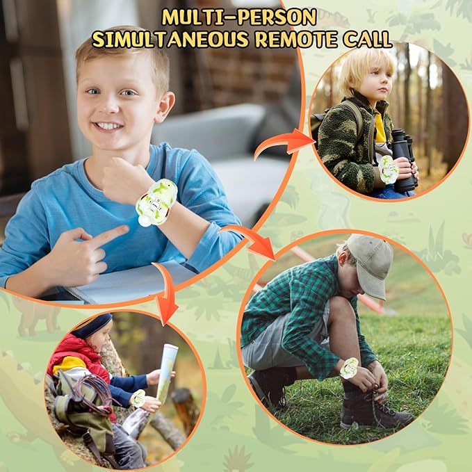 Walkie Talkies for Kids 2 Packs, Kids Toys for Boys Girls Aged 3 to 8 Years Old for Outdoor Adventure, Camping, Halloween, Christmas, Birthday Gifts (Green, Dinosaur)