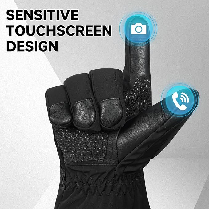 Heated Gloves, 5V 6000mAh Rechargeable Heated Gloves for Men Women, Waterproof & Upgrade Non-Slip Electric Heating Glove for Motorcycling, Hunting, Skiing, Outdoor Work