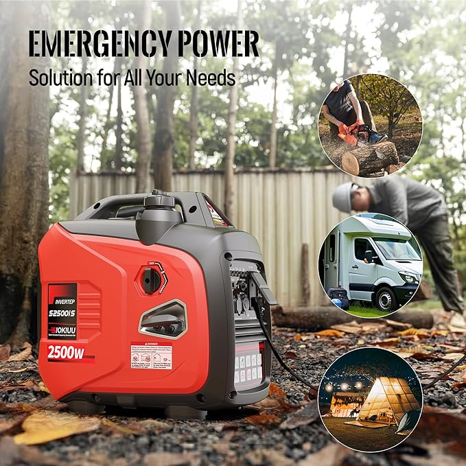2500W Portable Generator Super Quiet Inverter Generator Ultra Lightweight for Home Backup Outdoor Camping, CO Sensor Protect, EPA, ECO Mode