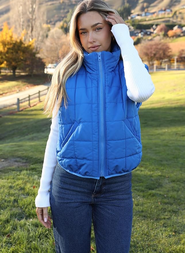 Zeagoo Womens Puffer Vest Ladies Sleeveless Zip Up Outerwear Warm Puffer Lightweight Down all Winter Jackets Coats 2025