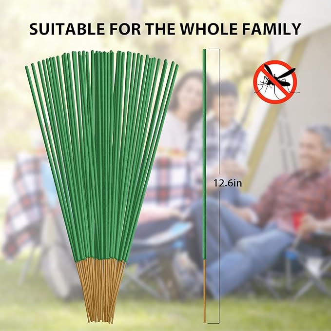 BugBai® Mosquito Repellent Outdoor Patio 120 PCS, Citronella Oil Mosquito Incense Sticks Indoor Home Pet Family Safe, Natural Plant-Based Bug Insect Barrier for Yard Garden Lawn Camping Fishing