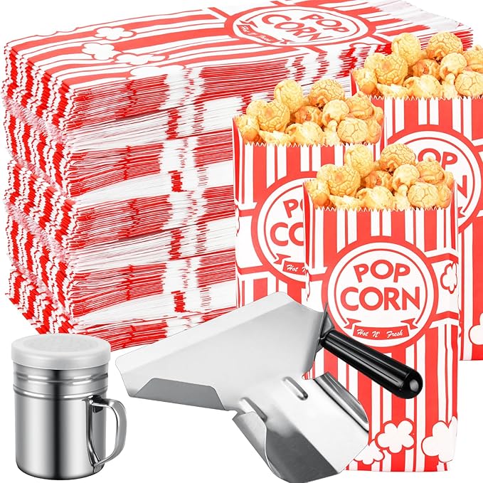 402 Pcs Popcorn Bags with Popcorn Scoop and Salt Shaker,1 oz Small Pop Corn Bags Popcorn Bags Individual Servings for Popcorn Machine Supplies Party Movie Night Theater