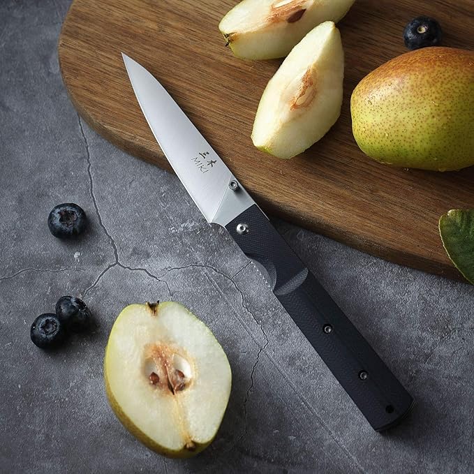 Miki 440A Stainless Steel Blade Japanese Kitchen Chef Folding Pocket Knife for Camping, Petty Fruit Paring Peeling Small Drop Point