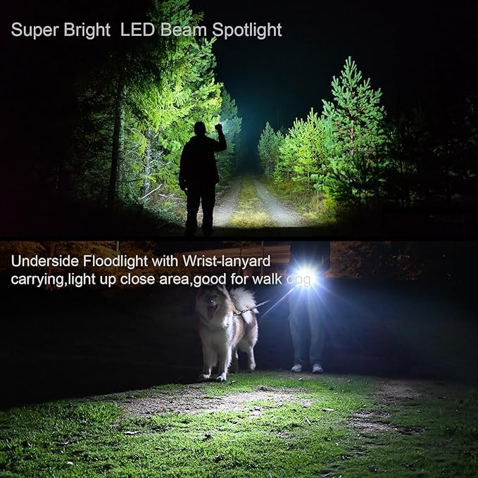 ROCKMASON RM-F3 EDC Flashlight High Lumens, IP68 Waterproof Flash Light, Rechargeable Flashlights for Home, Outdoor, Exploration, Hiking, Camping, Rescue, Hunting, Cycling, Hurricane Emergency