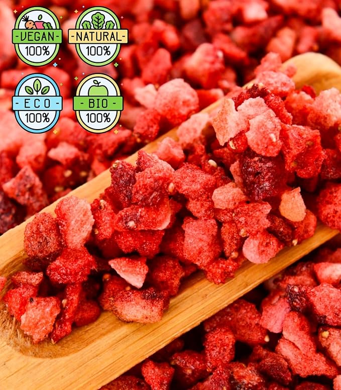Large 18oz Freeze Dried Strawberries - Big Can of 100% Natural Sweet Dry Frozen Strawberry Pieces, No Gluten & No Allergen, Resealable Container for Snacks, Baking, Yogurt, Smoothies, 510g