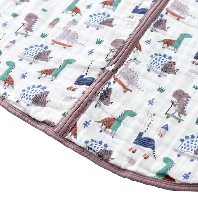 Baby Sleep Sack 2-4 T Baby Wearable Blanket 100% Organic Cotton 0.5 TOG Toddler Sleep Sacks 2- Way Zipper Soft 4 Layers 2T 3T 4T Dinosaur