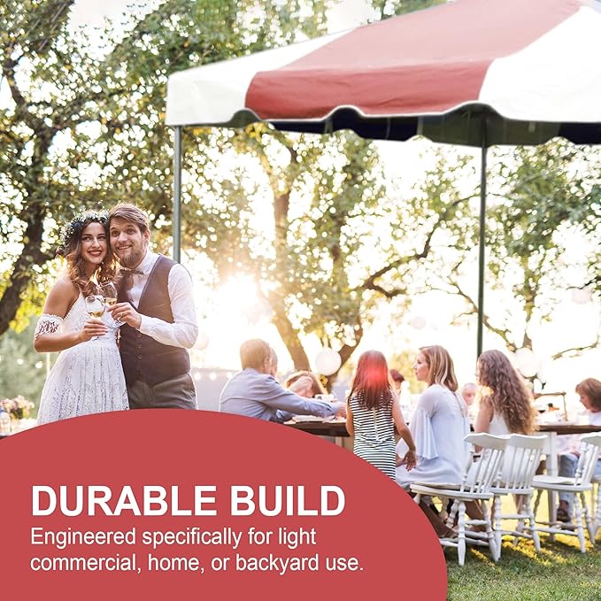Party Tents Direct 20'x40' Weekender West Coast Tent Frame Party Tent (Red/White) PVC Top with Storage Bag - Tents for Parties, Weddings, Birthdays, Banquets, Fiestas, Workshop, Outdoor Event