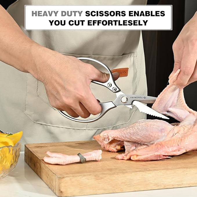 Poultry Scissors,Ultra Heavy Duty Kitchen Poultry Shears, Razor Sharp All Purpose Kitchen Scissor, 4,0mm Super Thick, Serrated Blades, Non Slip Stainless Steel Razor Sharp Cooking Scissors (2 Pack)