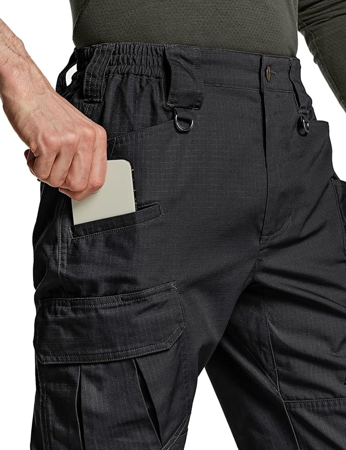 CQR Men's Tactical Pants, Water Resistant Ripstop Cargo Pants, Lightweight EDC Work Hiking Pants, Outdoor Apparel